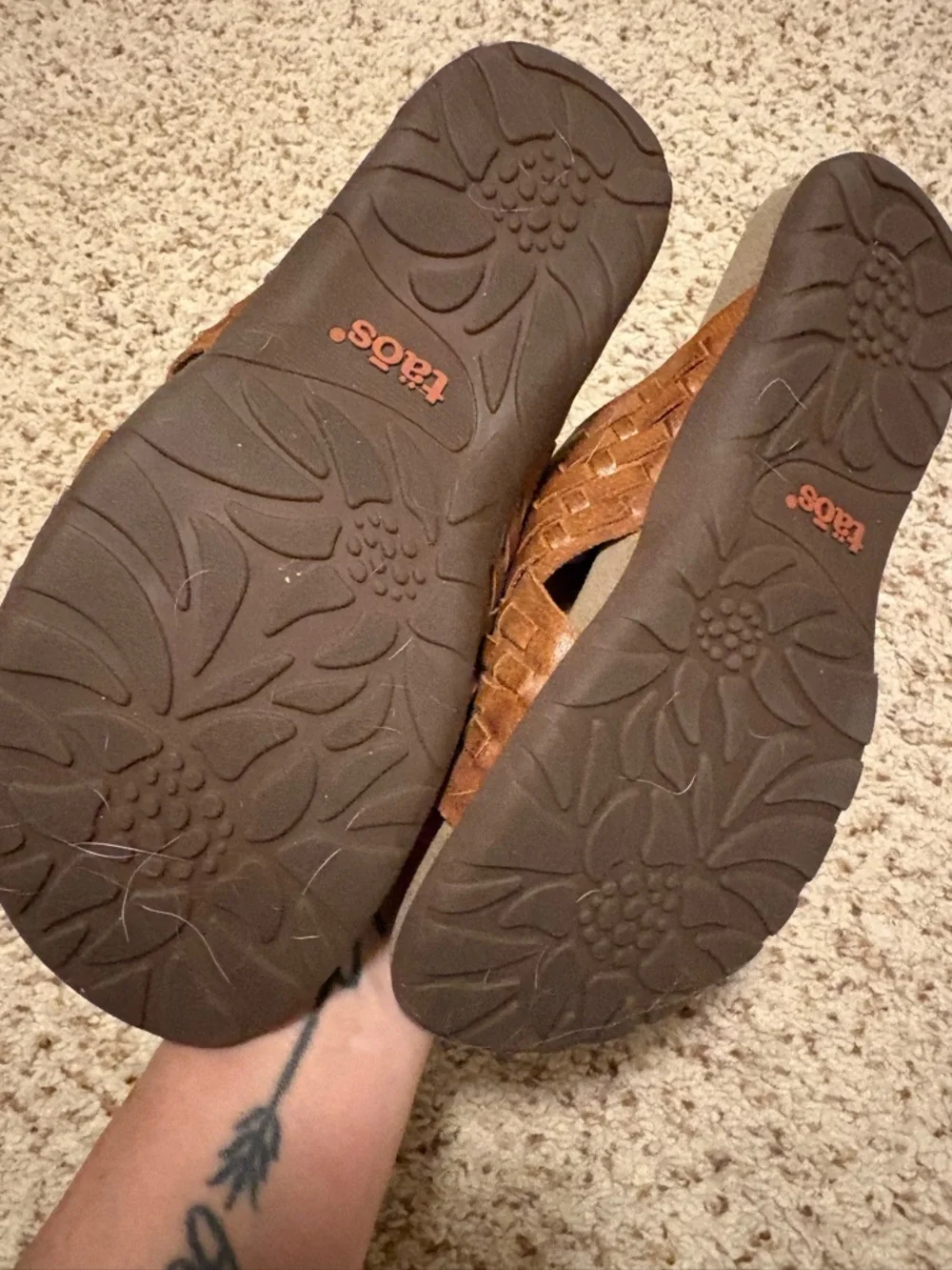 Taos Guru Woven Leather Slide Mules in Cognac - Picture 3 of 5